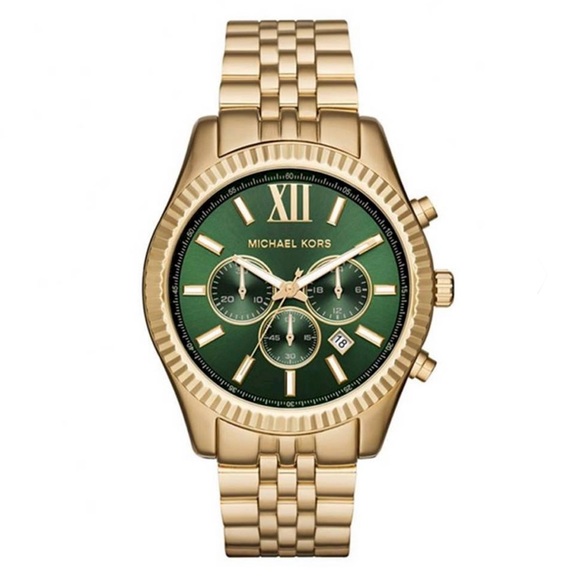 michael kors gold and green watch